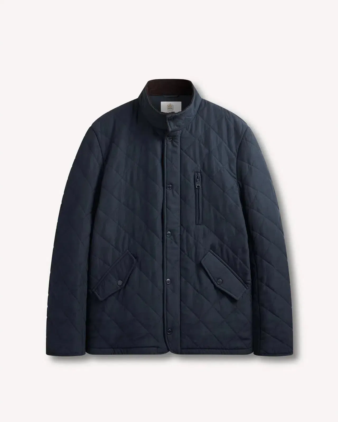 Bernard Weatherill Stand Collar Padded Jacket Navy Blue