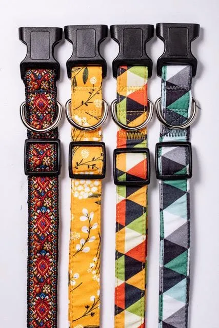 Boho Style Dog Collar - White Woven Boy and Girl Dog Collar - For puppies, medium and large dogs.