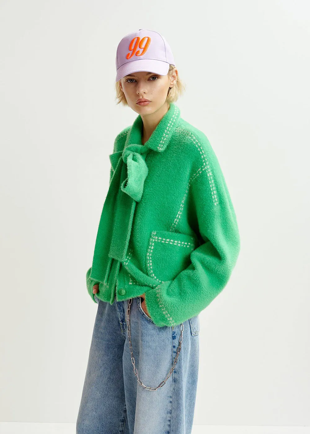 Hoops Contrast Stitch Knit - Green