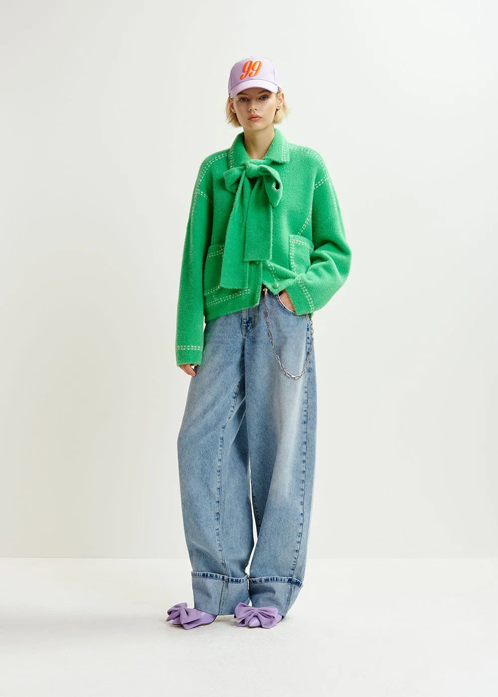 Hoops Contrast Stitch Knit - Green