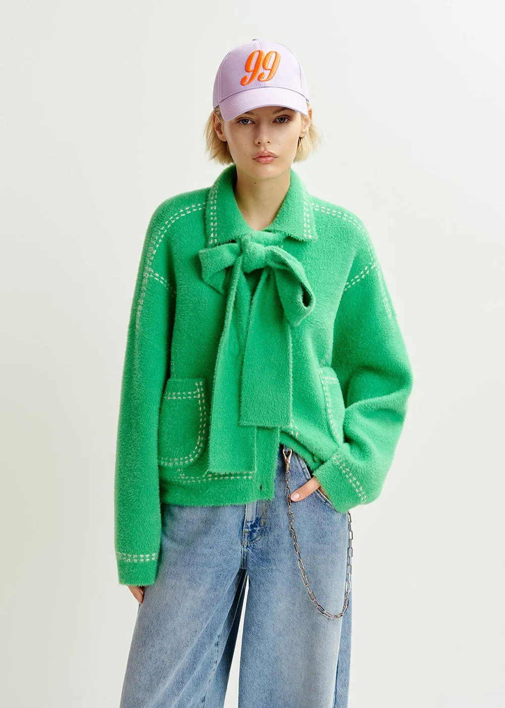 Hoops Contrast Stitch Knit - Green