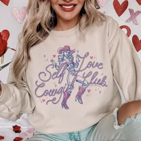 Online Exclusive | Self Love Cowgirl Club Long Sleeve Graphic Sweatshirt in Cream