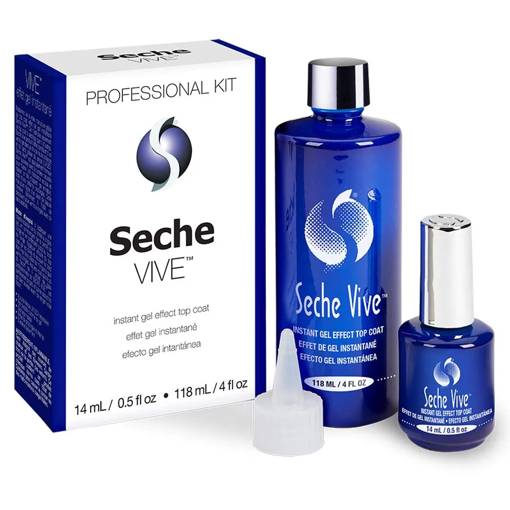 Seche VIVE Instant Gel Effect Top Coat Professional Kit 4 oz & 0.5 oz Refill
