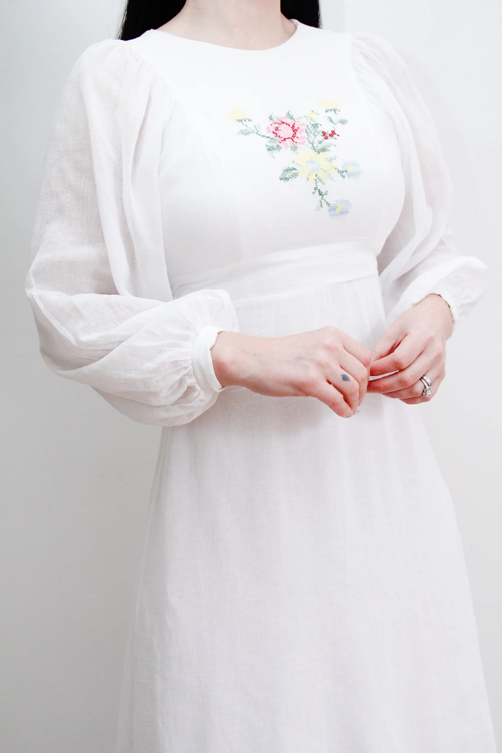 Vintage Floral Ethereal Cotton Maxi Dress