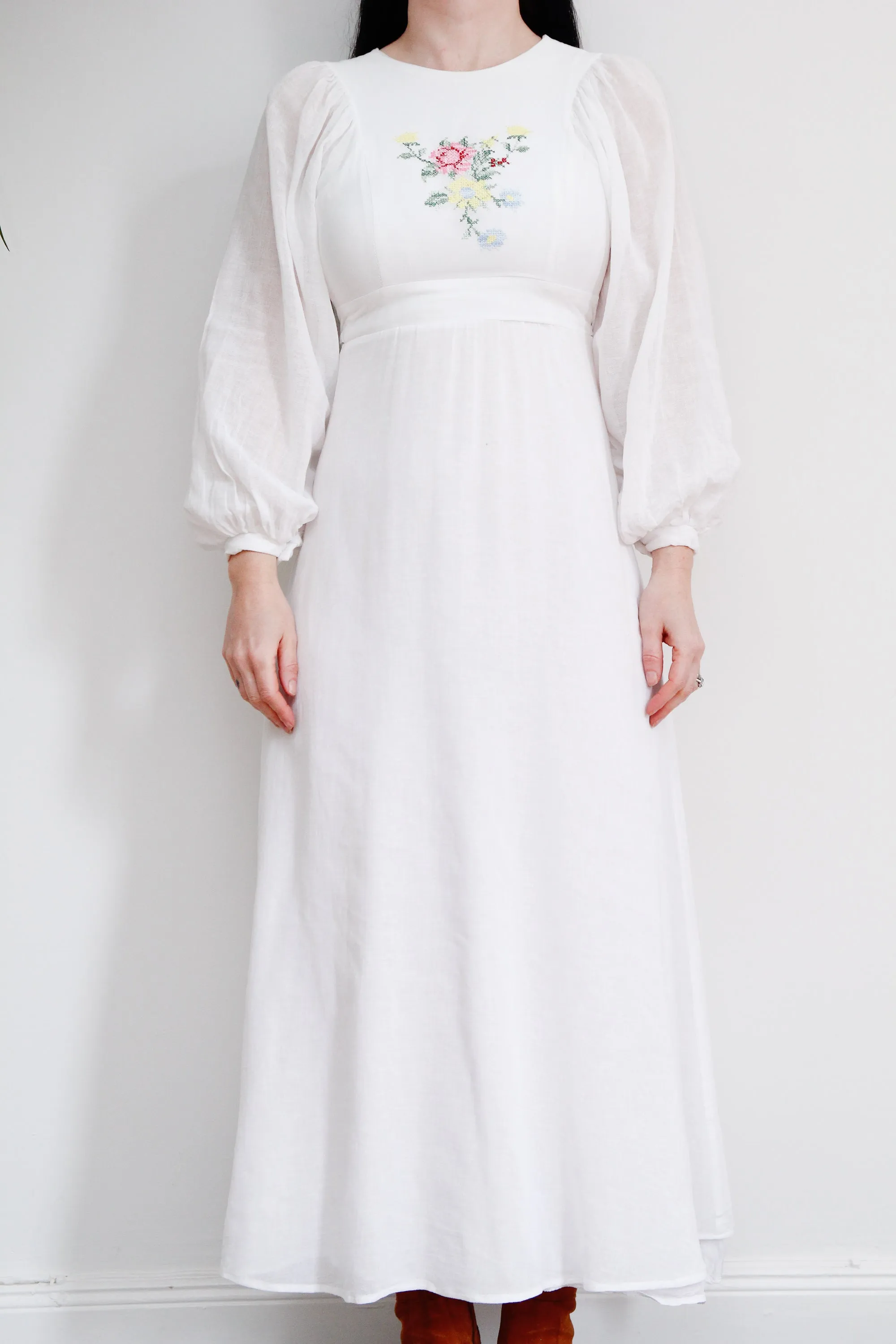 Vintage Floral Ethereal Cotton Maxi Dress