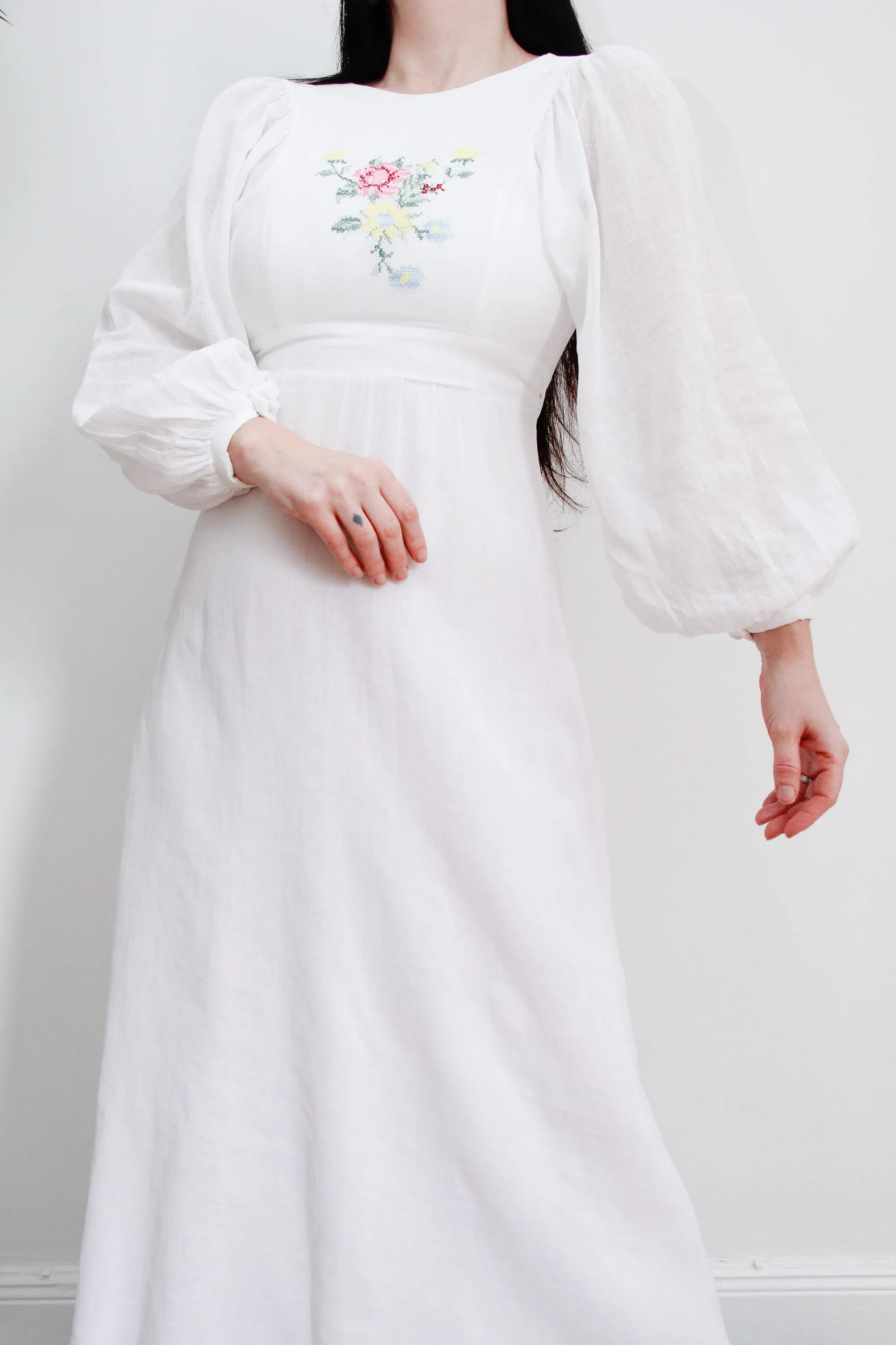 Vintage Floral Ethereal Cotton Maxi Dress