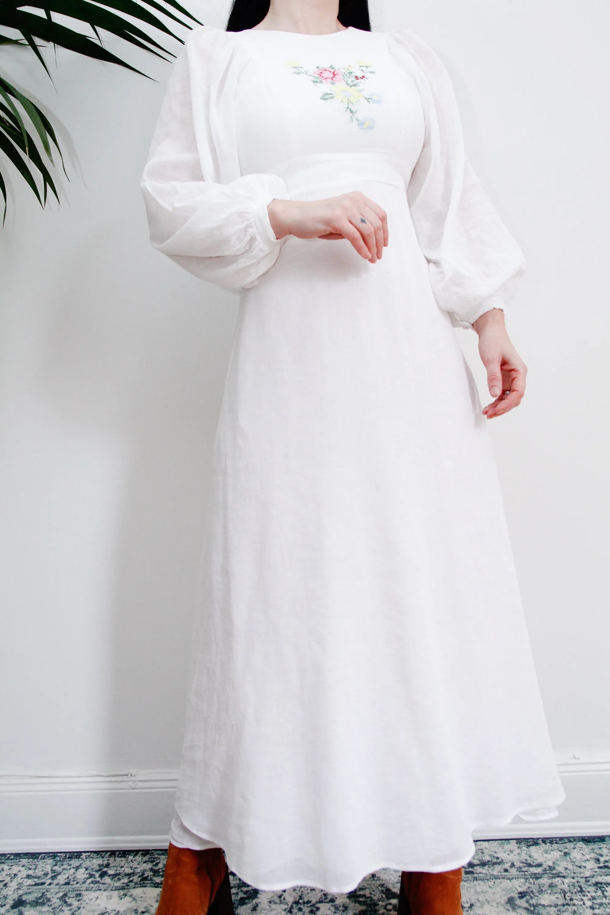 Vintage Floral Ethereal Cotton Maxi Dress