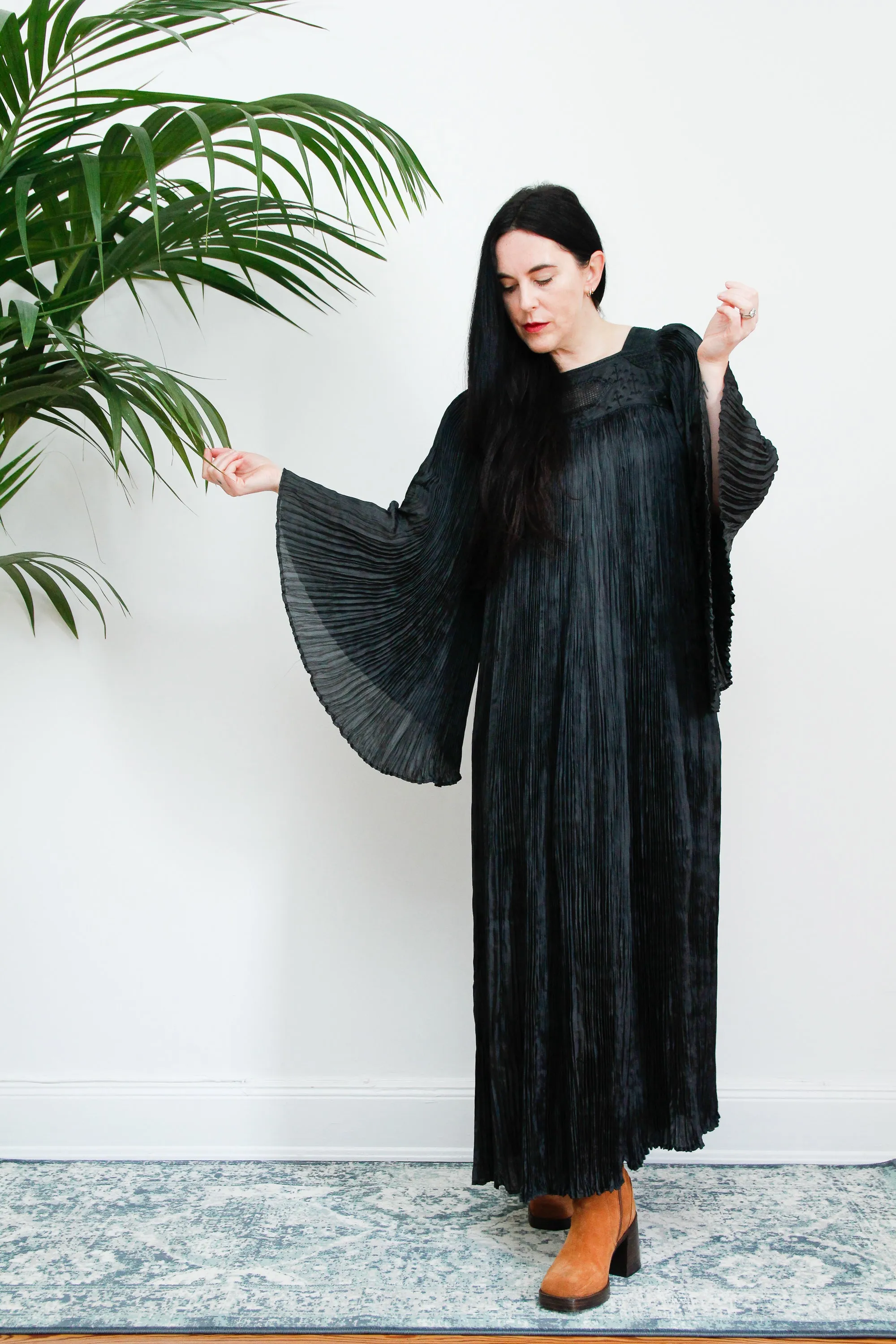 Vintage Indian Pleated Huge Kaftan Maxi Dress Rare