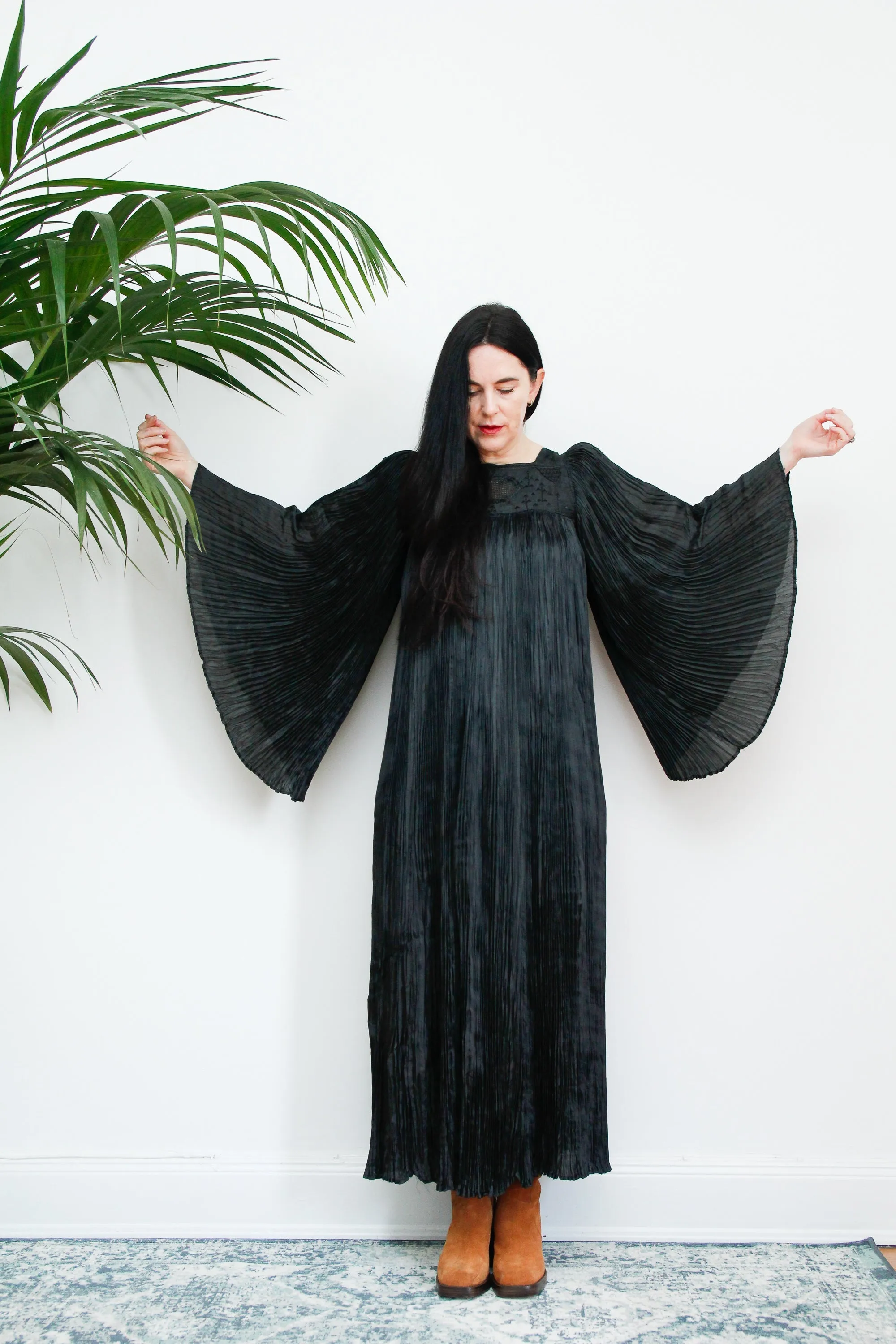 Vintage Indian Pleated Huge Kaftan Maxi Dress Rare