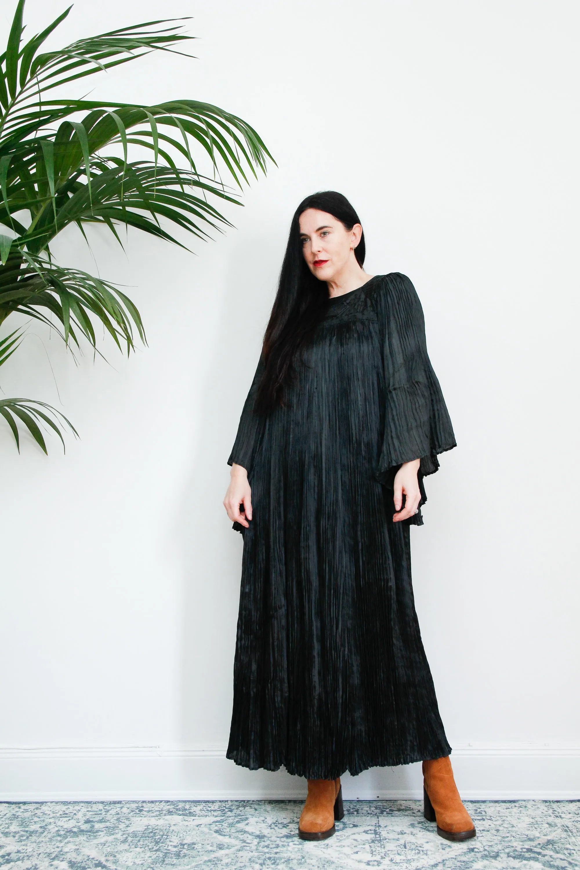 Vintage Indian Pleated Huge Kaftan Maxi Dress Rare