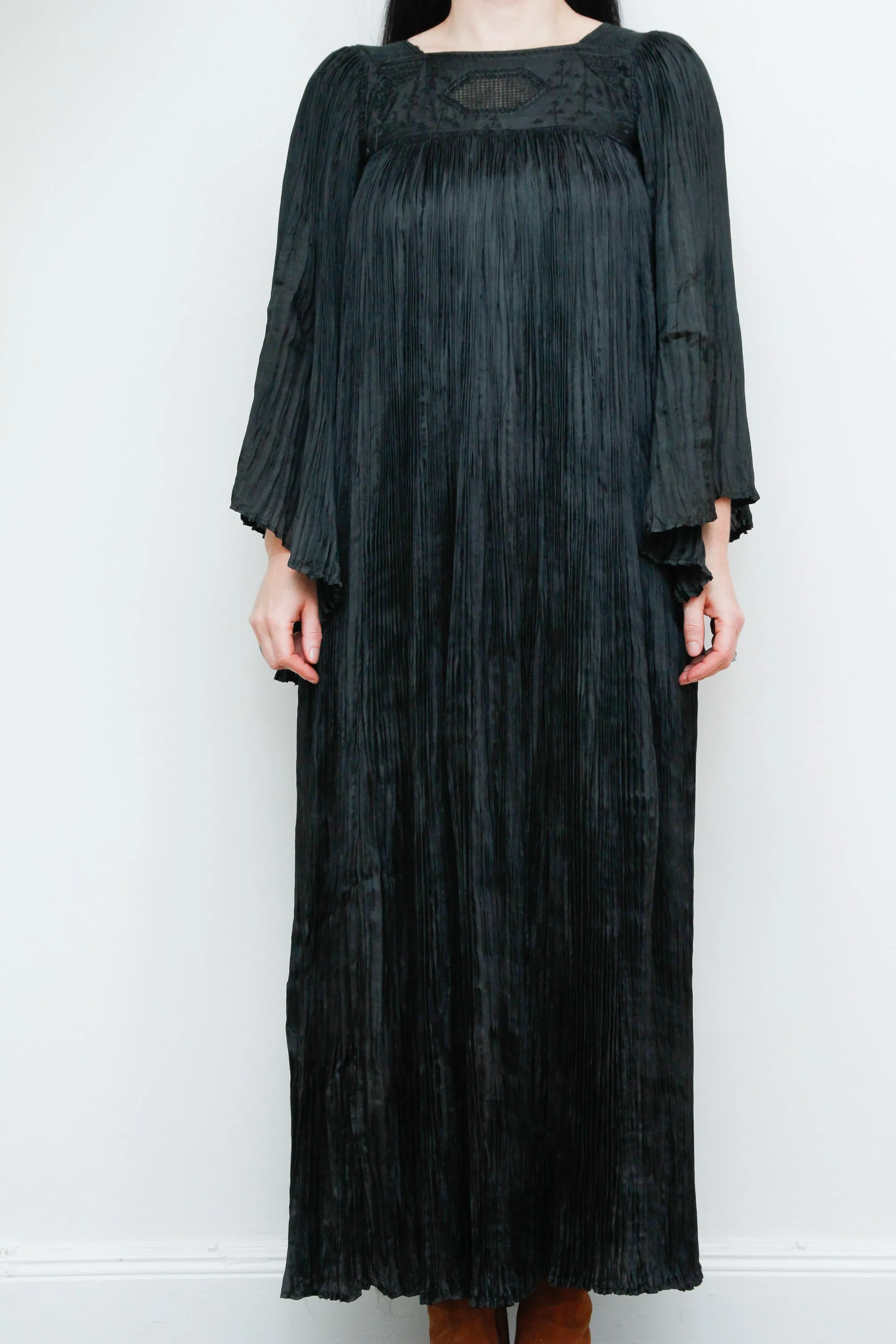 Vintage Indian Pleated Huge Kaftan Maxi Dress Rare