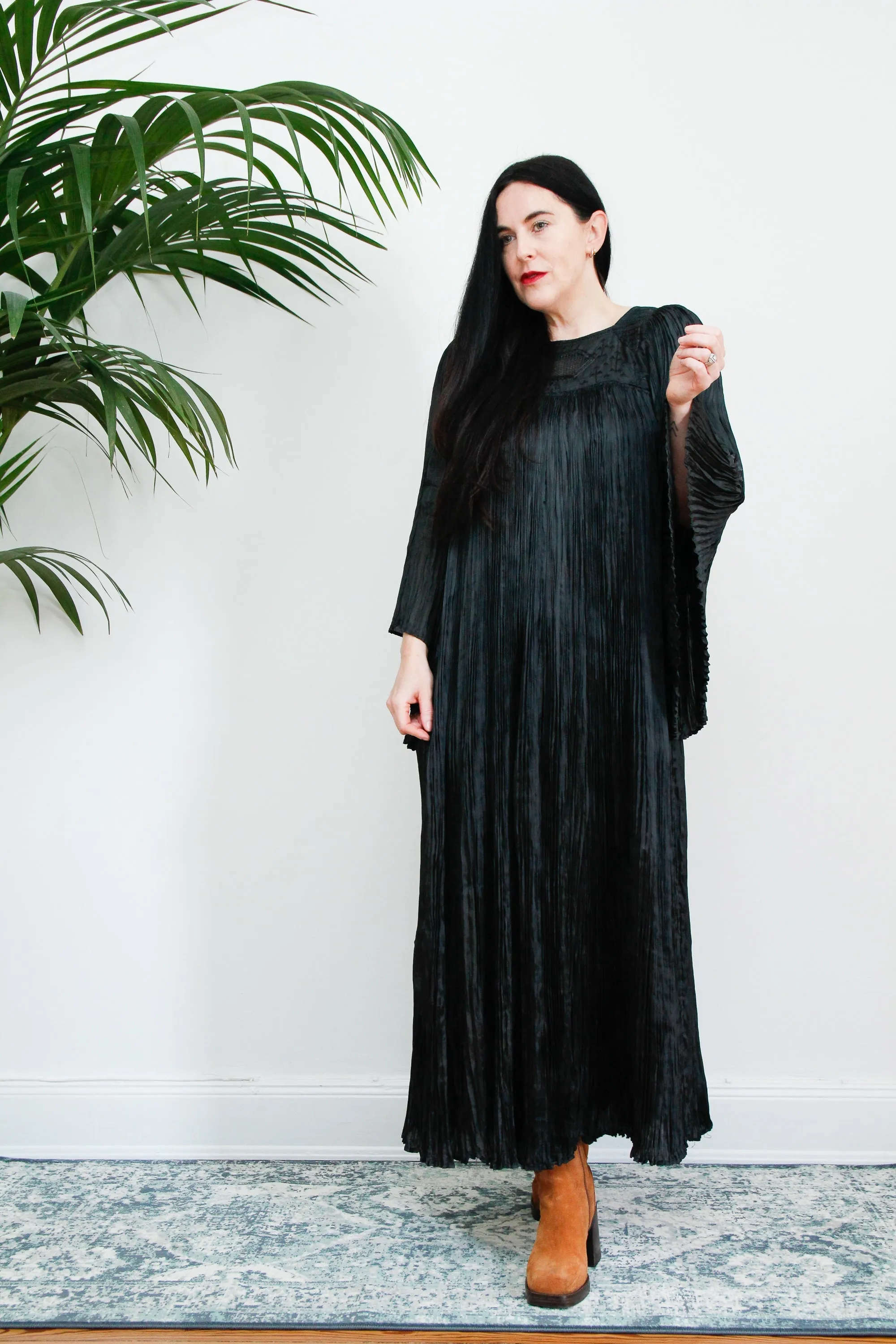 Vintage Indian Pleated Huge Kaftan Maxi Dress Rare