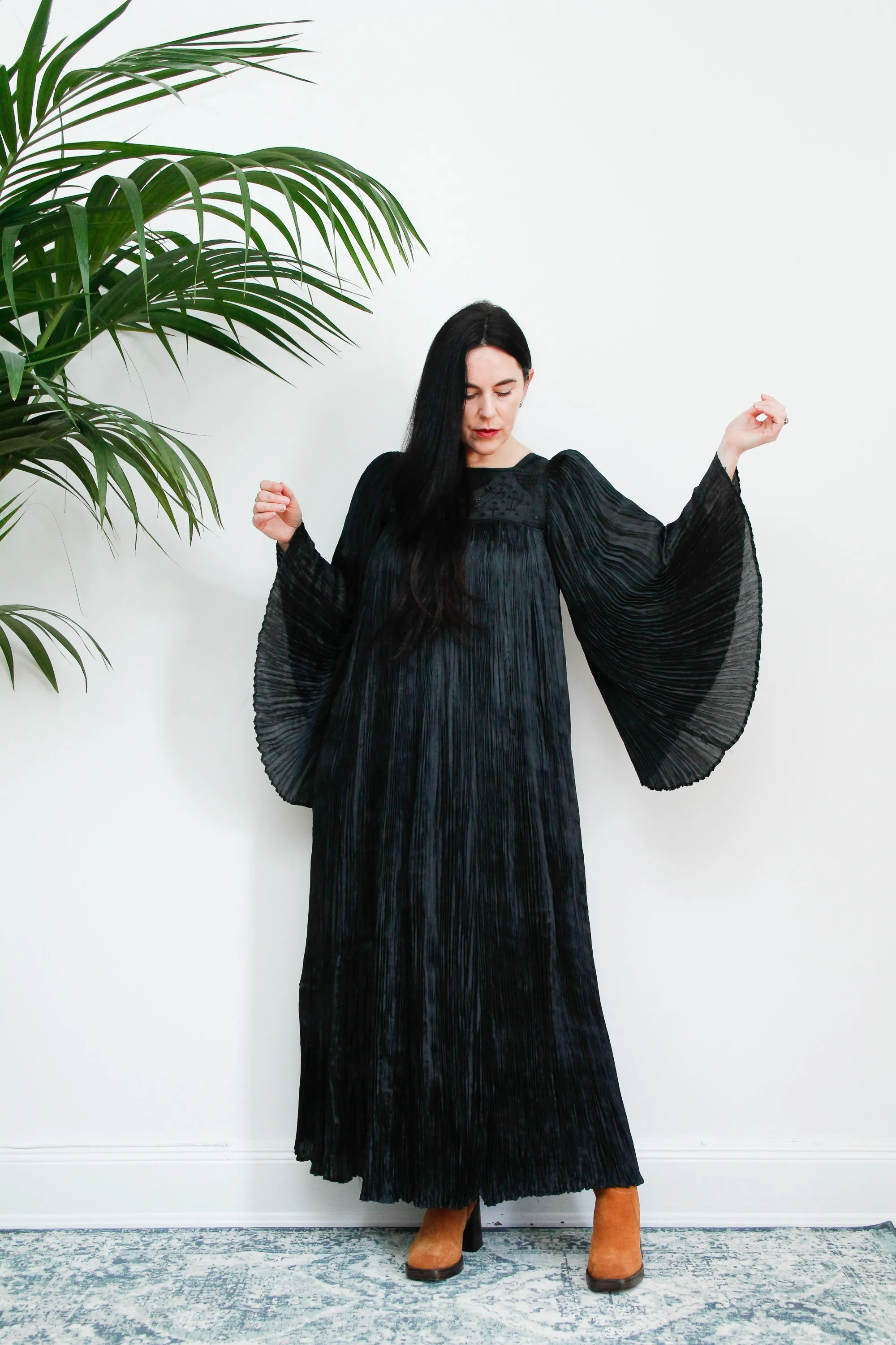 Vintage Indian Pleated Huge Kaftan Maxi Dress Rare