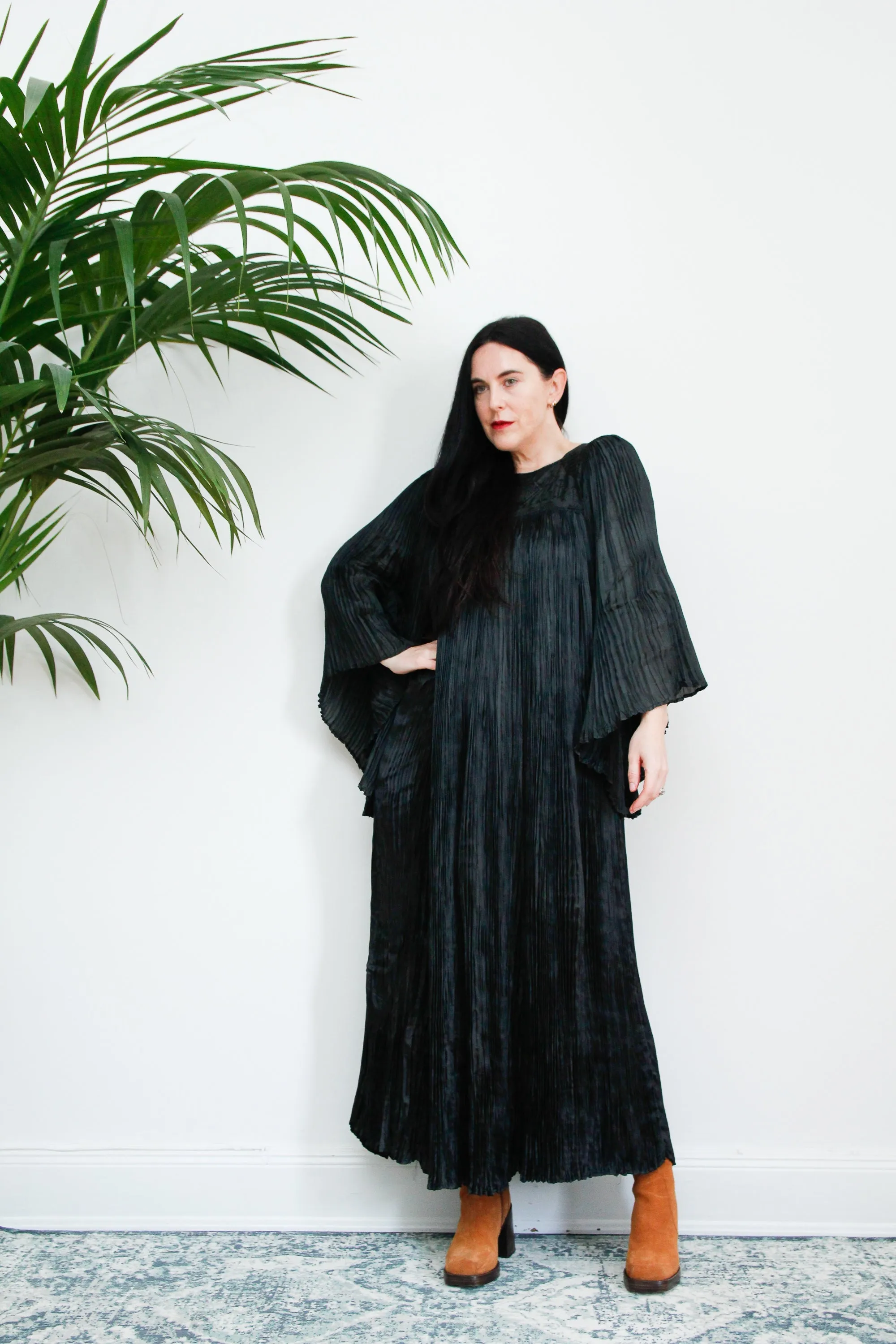Vintage Indian Pleated Huge Kaftan Maxi Dress Rare
