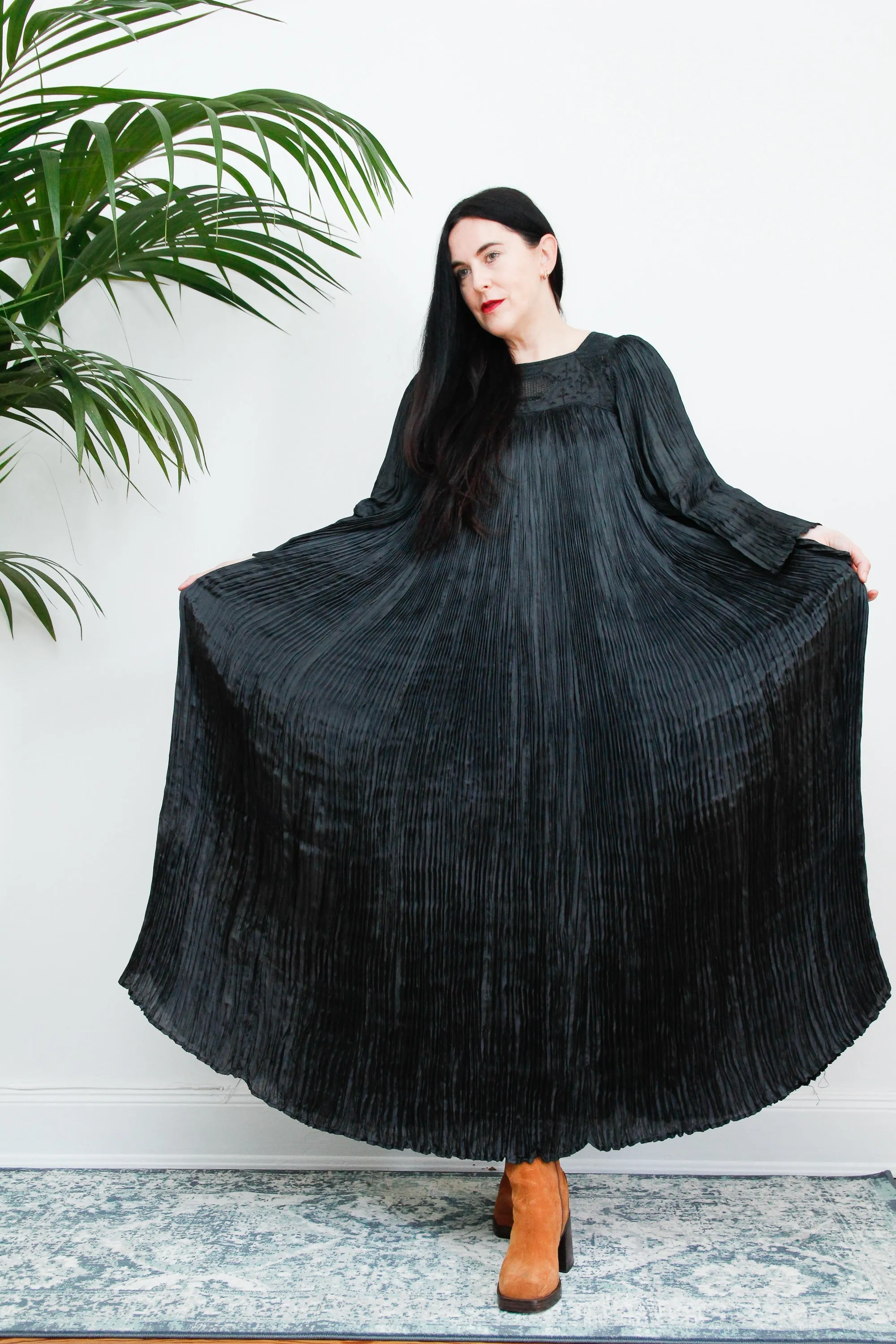 Vintage Indian Pleated Huge Kaftan Maxi Dress Rare